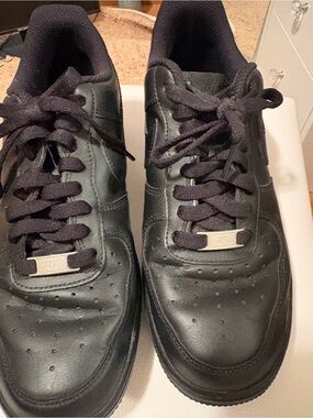 Nike Air Force 1’s All-Black Leather Sneakers - Women's Low Top